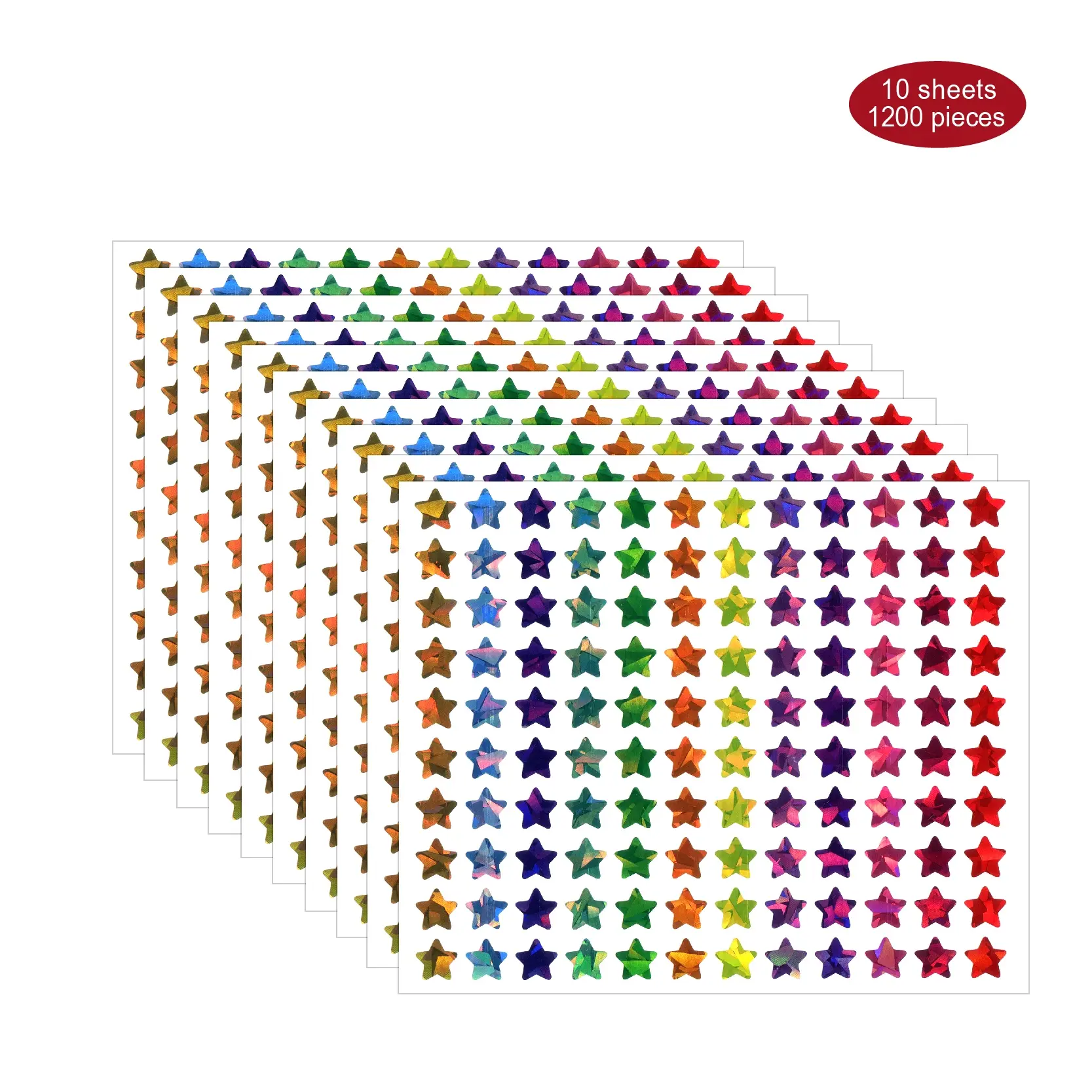 Holographic Star Stickers, Sticker Sheets, Sticker Set, Aesthetic Stickers, Cool Stickers, 1200 Pieces, 12 Colors, Self-Adhesive Waterproof Labels for Envelopes, Journals, Parties & More, Diy Decorative Stickers, Decorative Decal