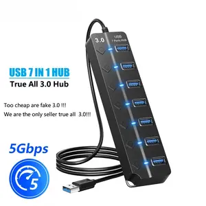 USB Hub 3.0 Multiprise USB High Speed Splitter 7 Port 5Gbps Hub Power Adapter with Switch Long Cable with Multiple Expander Hub