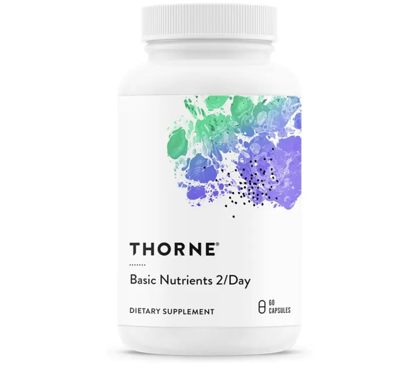 THORNE - Basic Nutrients 2/Day - Comprehensive Daily Multi-Vitamin with Optimal Bioavailability - Vitamin & Mineral Formula - Third-Party Certified - Gluten, Dairy & Soy-Free, Health, Zinc, Supplement, Dietary