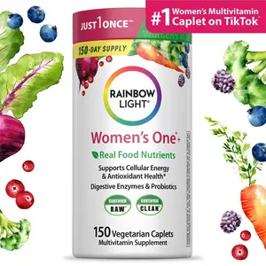 Rainbow Light Women's Multivitamin – With Ashwagandha, Lutein & Probiotics – Real Food Nutrients – 150 Vegetarian Caplets