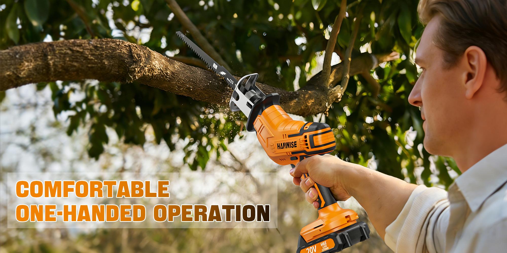 HANWISE cordless electric reciprocating saw, equipped with blade set, suitable for cutting wood/metal/PVC, with multiple functions, suitable for woodworking and home repair tools