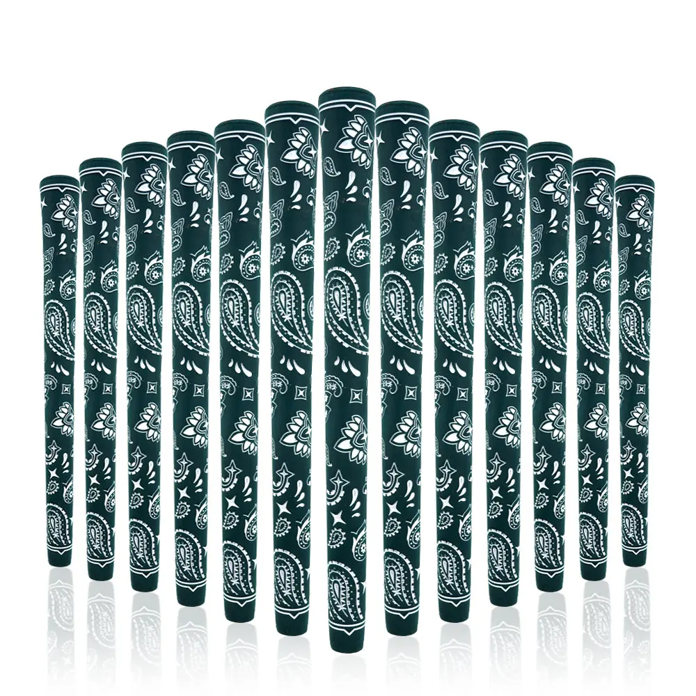WUDAY 13 Pieces of Non Slip Rubber Exquisite Element Pattern Golf Green Grip, Waterproof and Of Excellent Quality, Golf Gift Set professional club grip Golf Clubs Golf Accessories natural rubber durable anti-slip design Green Anti-Slip Golf Club Grip Set