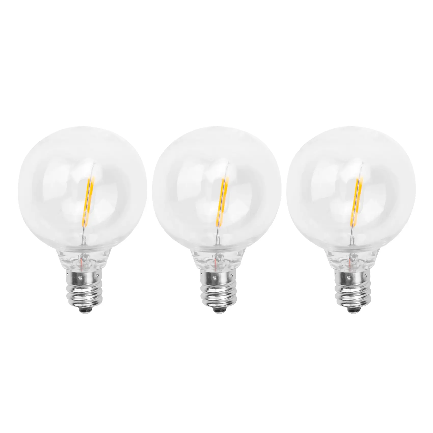 3Pcs G40 LED Edison Bulbs - E12 Screw Base, Shatterproof Plastic Globe Bulbs, Long-Lasting for Solar String Lights, Indoor Chandeliers, Outdoor Tools & Hardware Use, Warm White