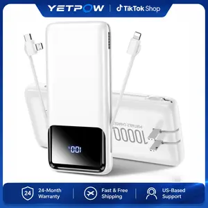Power Bank, 15000mAh Portable Charger with 4 Built-in Cables, 22.5W Fast Charging, 6 Outputs, LED Display Battery Pack for iPhone Android iPad Travel, K11