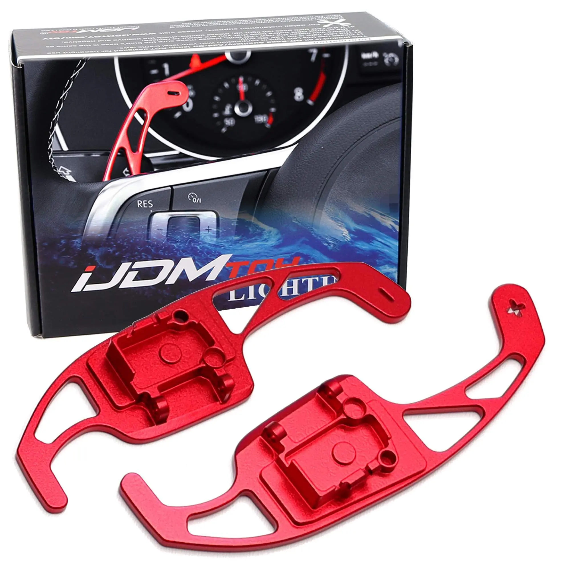 iJDMTOY For Volkswagen MK6 Golf CC Beetle Jetta, Red Anodized Aluminum Lightweight Large Paddle Replacement Kit