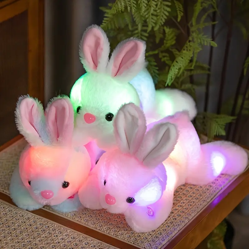 Glow in the Dark Bunny Polyester Plush Toy - 13.8" Soft Huggable Light-Up Glow Rabbit Soft Stuffed Doll, Pastel Color, Nighttime Comfort, Ideal Gift for Ages 0+ Kids, Toys & Hobbies Stuffed Animal