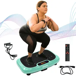 [SummerWins] HOTWAVE Vibration Plate Exercise Machine 450 LBS Capacity 60Hz High Frequency 120 Speed Levels Resistance Bands for Home Gym