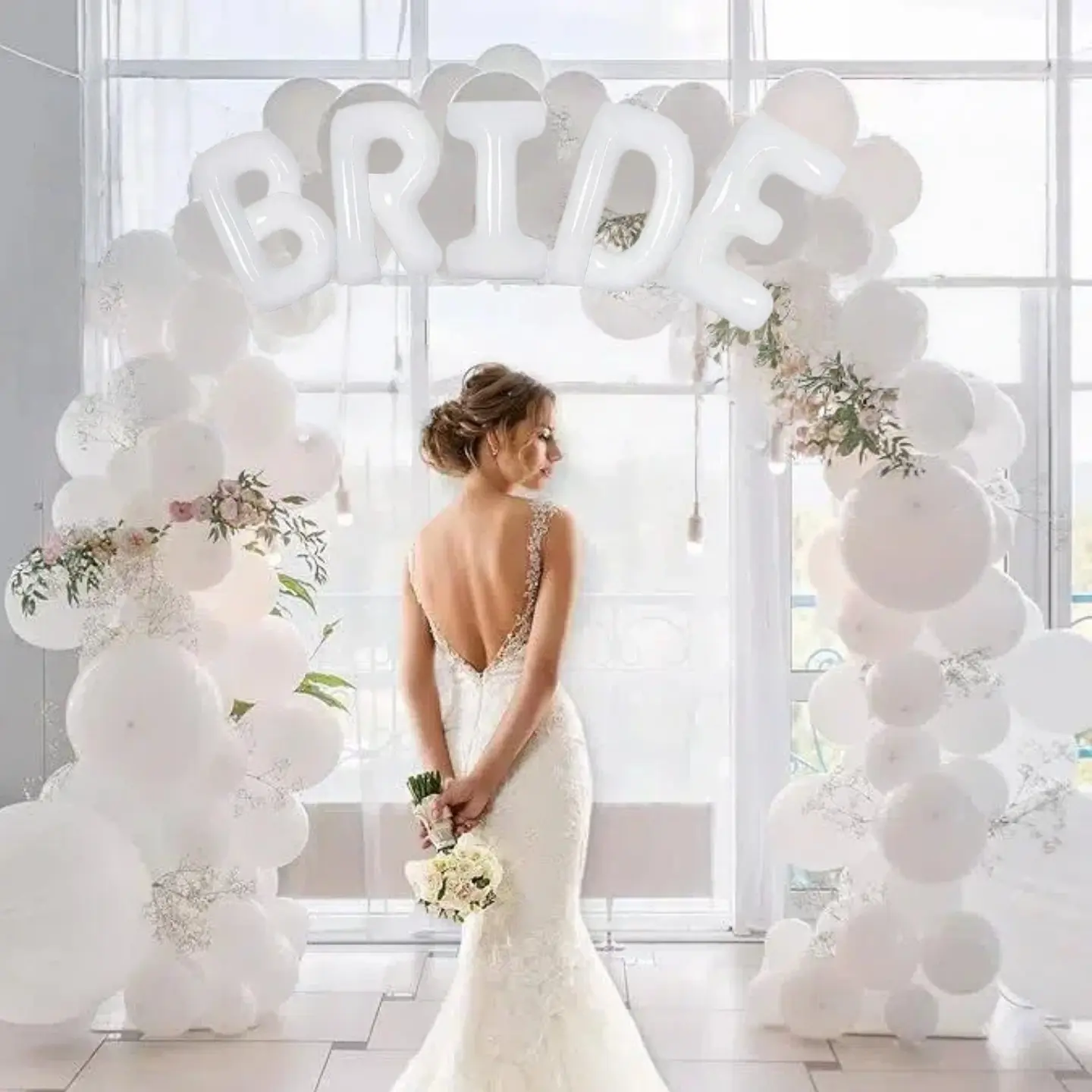 5pcs Set 16 Inch Bride Balloons Bride Letter Aluminum Foil Balloon Set, Balloon Decorations Kit, Engagement Party Decorations, Bachelorette Party Decorations, Wedding