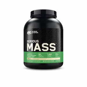OPTIMUM NUTRITION Serious Mass High-Calorie Mass Gainer Protein Powder - Chocolate Flavor, 6 lb (2.72 kg), Vitamin & Gelatin-Infused Edible Supplements for Adults, Fitness Dietary Support with Energy & Glutamine
