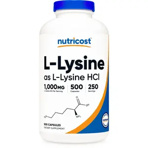 Nutricost L-Lysine 1000mg, 500 Capsules - Gluten Free, Non-GMO, 500mg Per Cap
