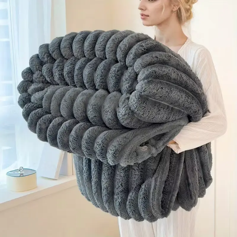 【Halloween Cozy Season Deal】 UFIST Warm Cozy Ribbed Plush Blanket – Ultra Soft Lightweight Throw for Couch, Bed & Sofa, Fall Cozy Season Must-Have, Multiple Sizes & Colors