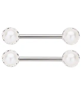 14G Double Pearl Nipple Barbell