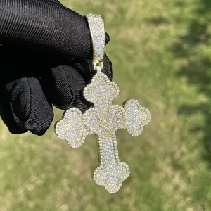 [ICE HUE]18K Gold Vacuum Plated Copper with 5A+ Sri Lanka Zircon Broken Heart Cross Pendant With Necklace Miami Italy Mexico & Micro Inspired for Women & Men Luxury Jewelry,Daily Wear,Casual Fashion,Gift Idea,,Classic,Hip Hop,Simple,Sporty Style