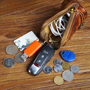 Vintage Collector's Handmade Leather Waist Pouch | Bourbon Brown, Durable Design | Combines Coin Purse & Keychain