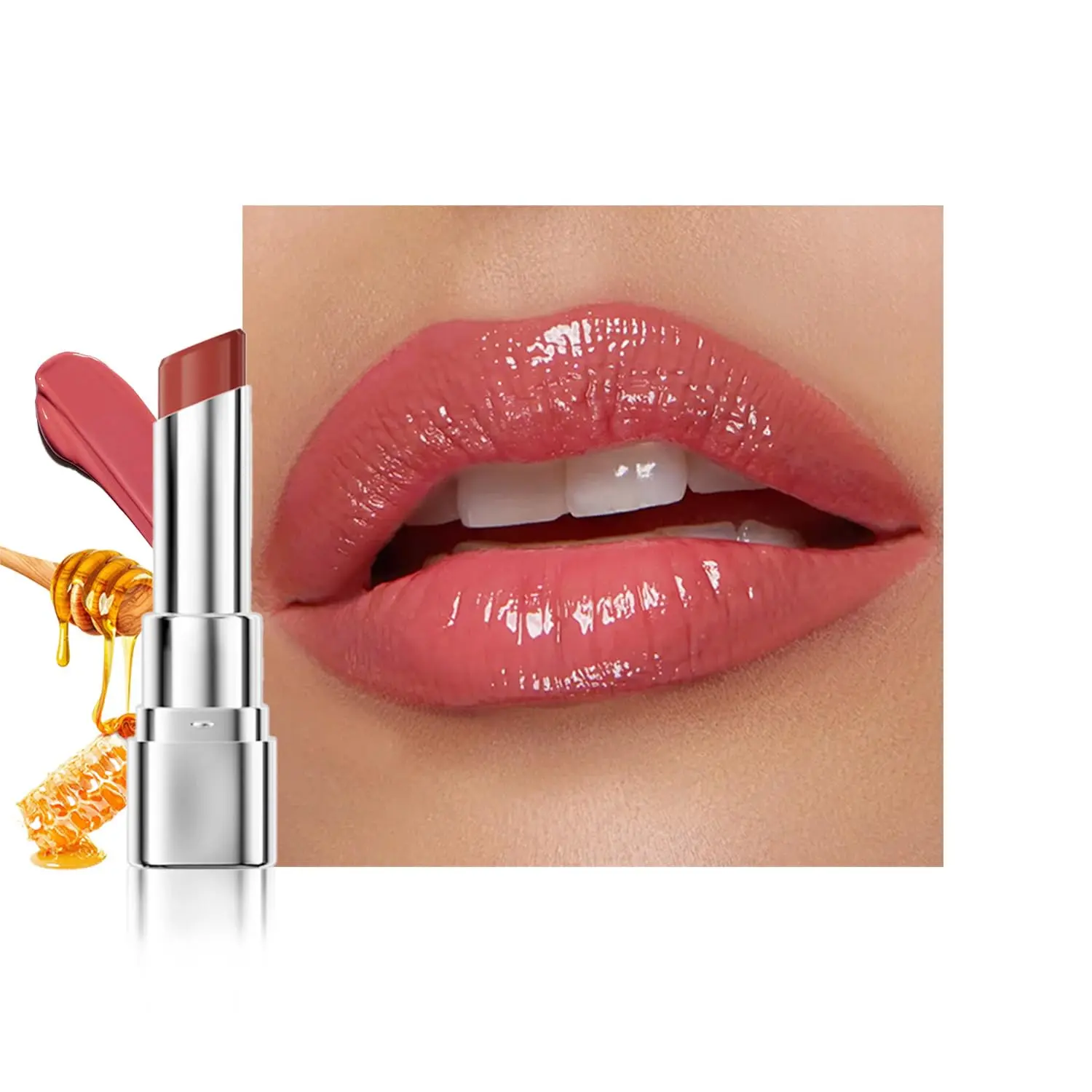Honey Tinted Lip Gloss, Sheer Moisturizing Lip Balm with Natural Black Cherry Tint, Lightweight Lip Color for All Skin Tones