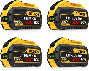 4Pack 12.0Ah 20V/60V MAX Replacement for DEWALT 60V Battery DCB606 DCB609 DCB612 Compatible with DeWalt 20V/60V Cordless Power Tools