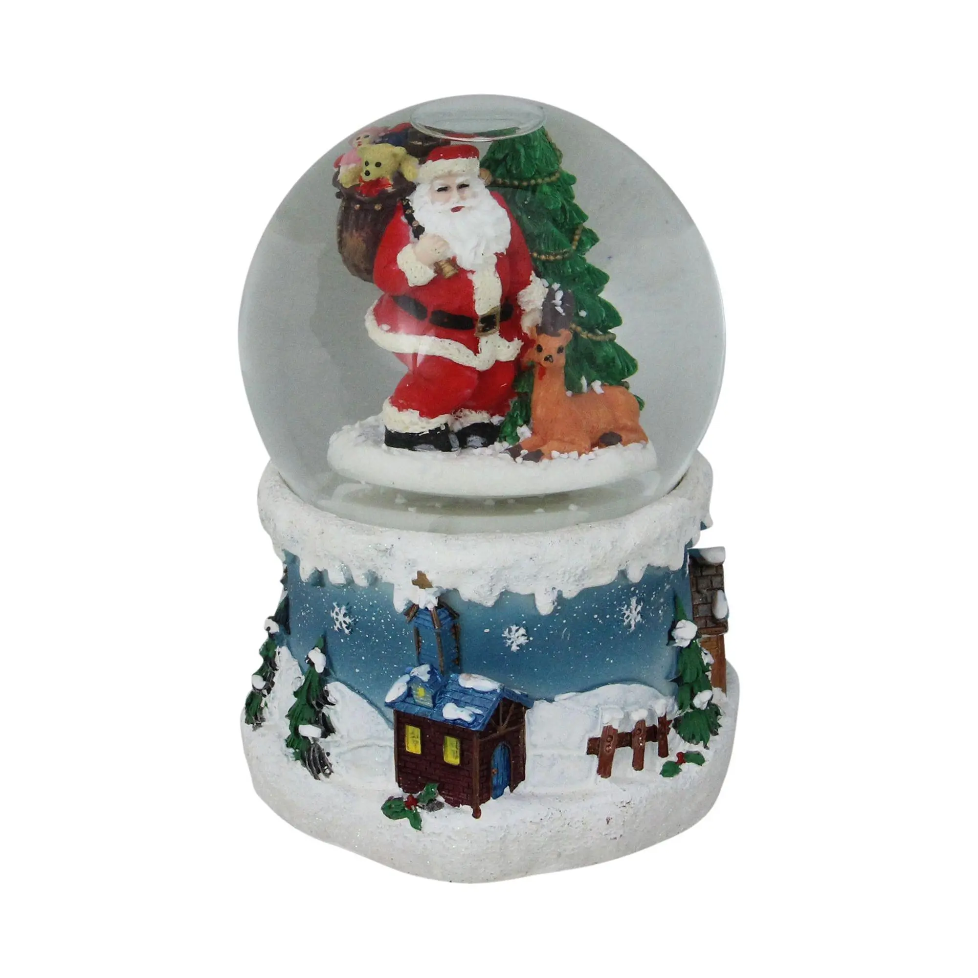 Northlight 6" Santa w/ Tree & Reindeer Blowing Snow Globe