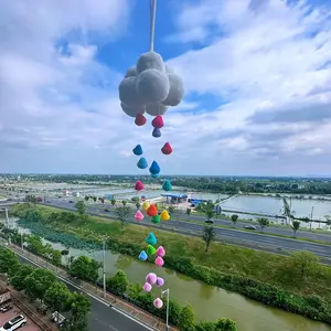 Colorful Raindrop Ornament, Romantic Cute Cloud Decoration, Handmade Fur Ball Decor, Home Decor, Wall Hanging Decor, Holiday Birthday Party Gift