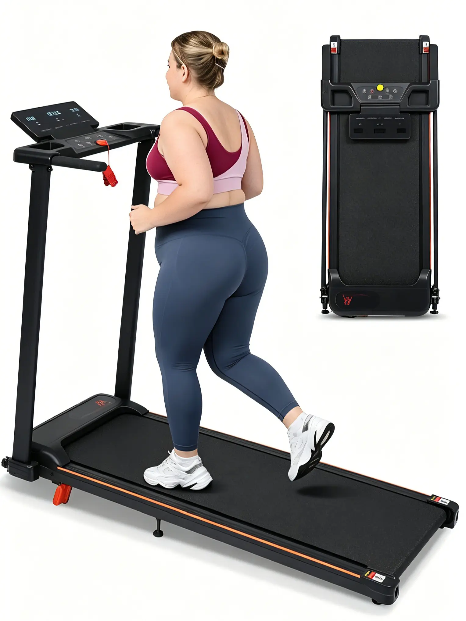 Foldable Portable Incline Walking Treadmill - 3.0HP, 8% Incline, 265 Lbs Capacity, Handle, 4 Adjustable Support Ft, Home Gym Equipment for Home Cardio Running/Walking