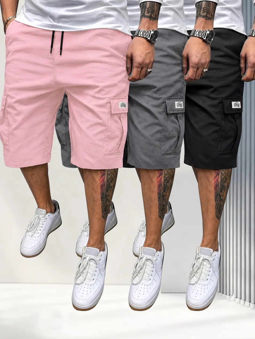 100% Polyester Men's Casual Drawstring Athletic Work Shorts, Lightweight Quick Dry  Twill Fabric, Breathable Summer Gym Running Beach Shorts with Multi Pockets, Elastic Waist, Everyday Outdoor Activewear,casual athletic short
