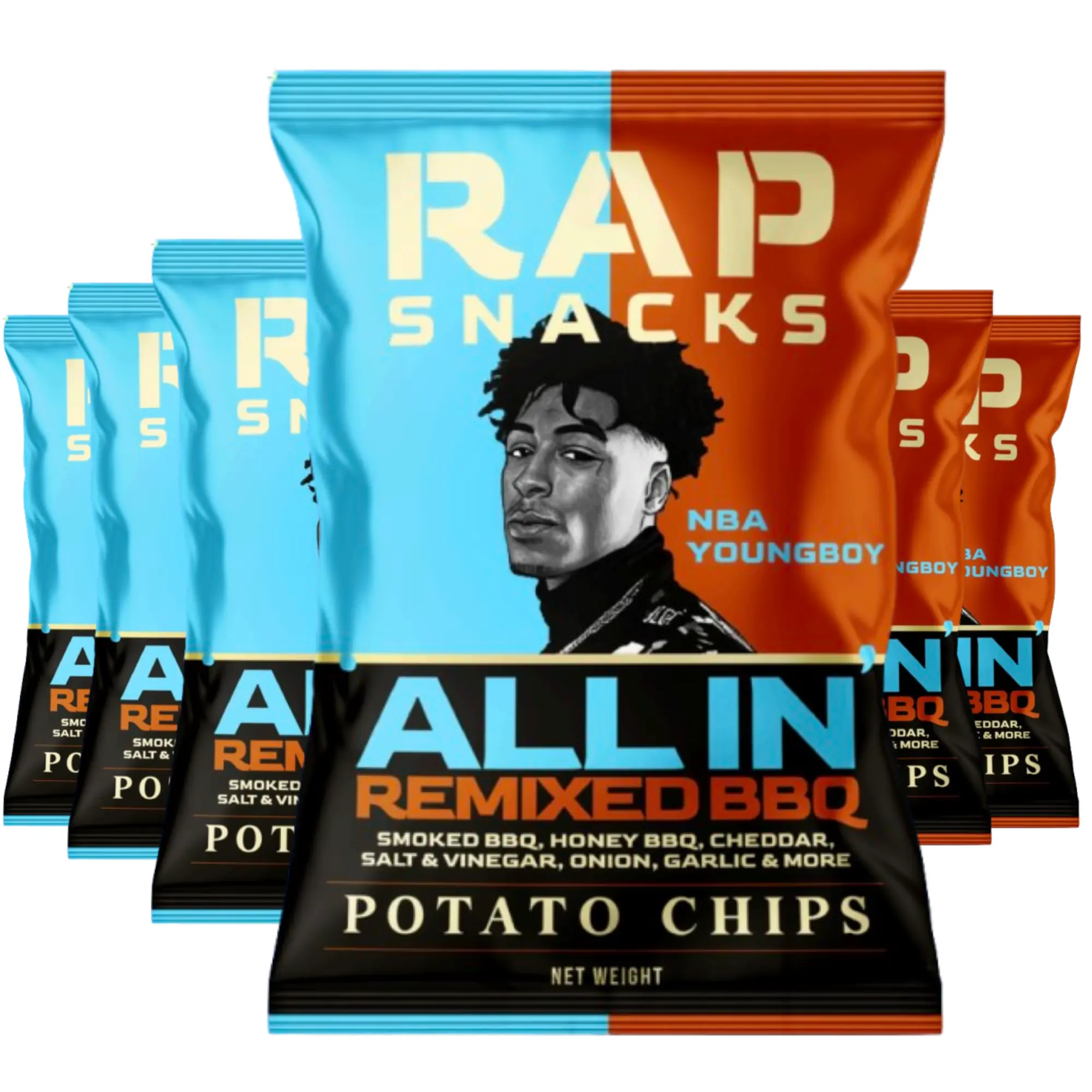 Rap Snacks NBA YoungBoy All In Remixed BBQ Potato Chips 2oz Bags (Pack of 6) Rap Snacks NBA YoungBoy All In Remixed BBQ Potato Chips 2oz Bags (Pack of 6)