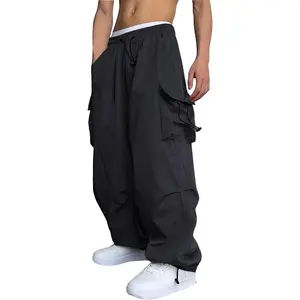 Men's Baggy Cargo Pants Casual Parachute Cargo Pants Loose Fit Hip Hop Harem Pants with Pockets