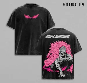 Limited Doflamingo Smile - One Piece OP 1.111 Oversized Washed Tee, Retro Unisex Graphic 90s Vintage Anime Manga Acid Washed Lightweight Cotton Washed Tee, Gift For Anime Fan, Anime Y2K Streetwear T-Shirt