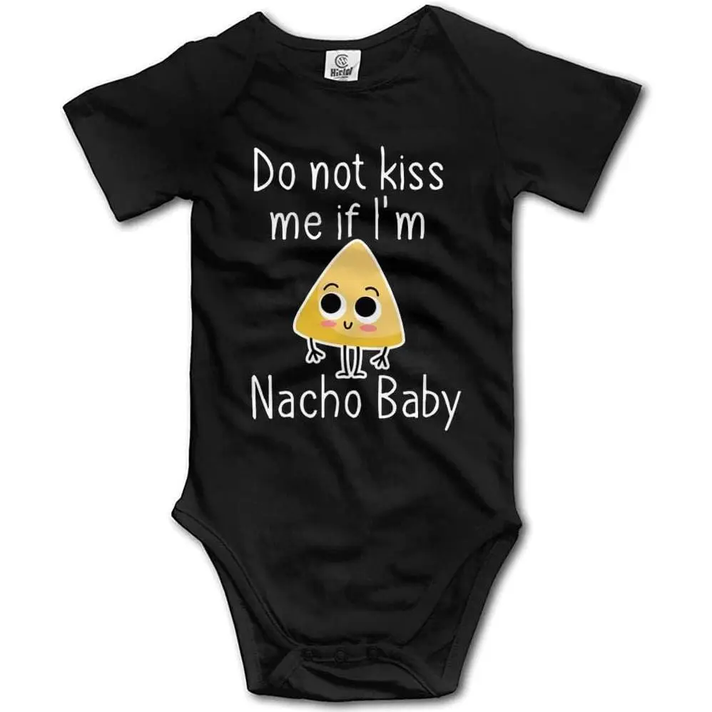 Unisex 100% Cotton Funny "Nacho Baby" Graphic Short-Sleeve Bodysuit - Newborn Outfits, Fitted, Envelope Neck, Snap Buttons, All-Season Fun Themed Romper