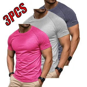 Real Essentials 3-Pack: Men’s Short-Sleeve Quick-Dry Crew Neck T-Shirt — Sports top suitable for track & field, running, fitness, and training tiktokshopspringglowup