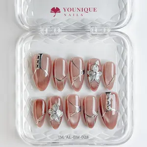 Younique Nails 2025 | IM Studio | Iced Rose | 10PCS 100% Handmade Press-On Nails | Reusable Colorful Art