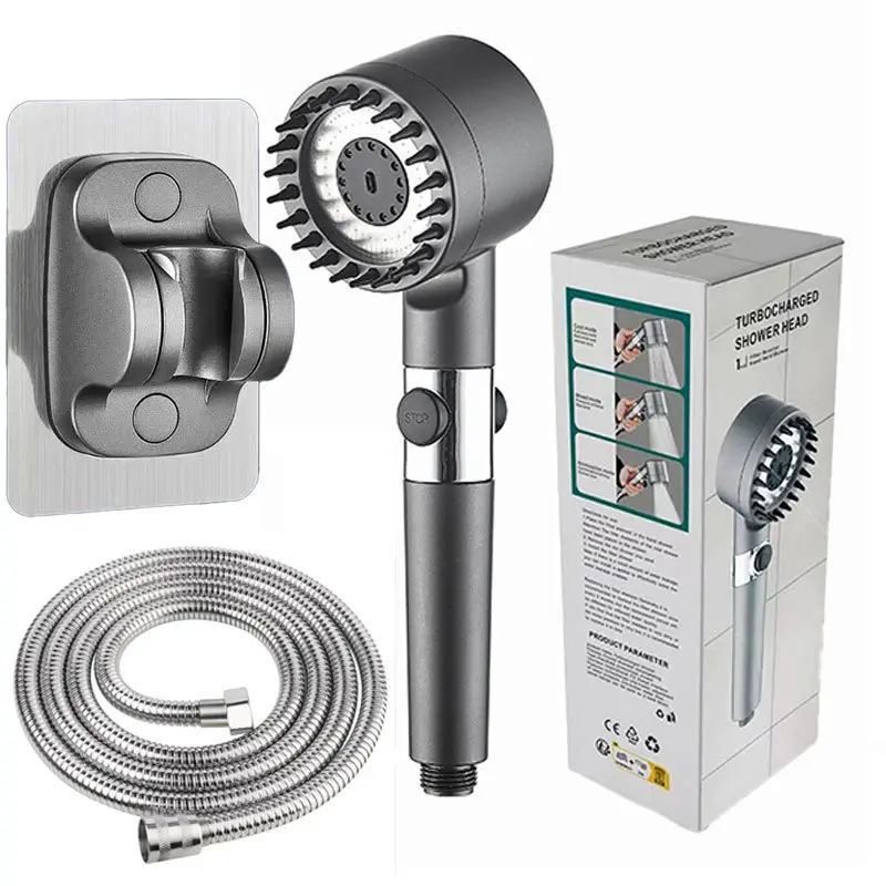 ABS 3-Function Adjustable Water Spray Detachable Handheld Shower Head with Turbo Boost High-Pressure & Hard Water Treatment for Dry Skin, Frizz, Adjustable Water Spray Handheld Showers