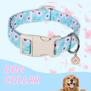 Daisy Theme Cartoon Flower Pet Dog Collar, Durable Breathable, Adjustable with Quick Release Buckle, Suitable for Small Medium Large Dogs