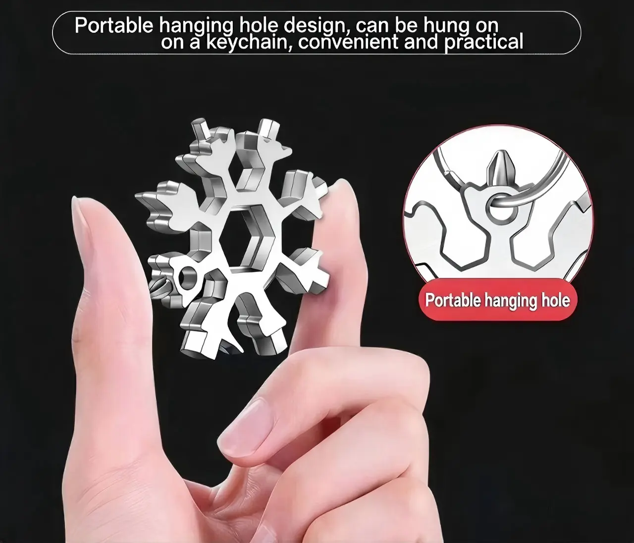 18-in-1 Snowflake Multi-Tool, Stainless Steel Snowflake Wrench, Portable Keychain Tool with Bottle Opener, Hex Wrench & Screwdriver, EDC Gadget for Outdoor Camping, Repair