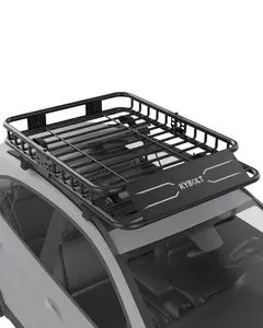 【GARVEE】49"x36"x5" Roof Rack Basket with Extension - Black Universal Rooftop Cargo Carrier for SUV and Cars, Durable Car Top Luggage Holder for Extra Storage