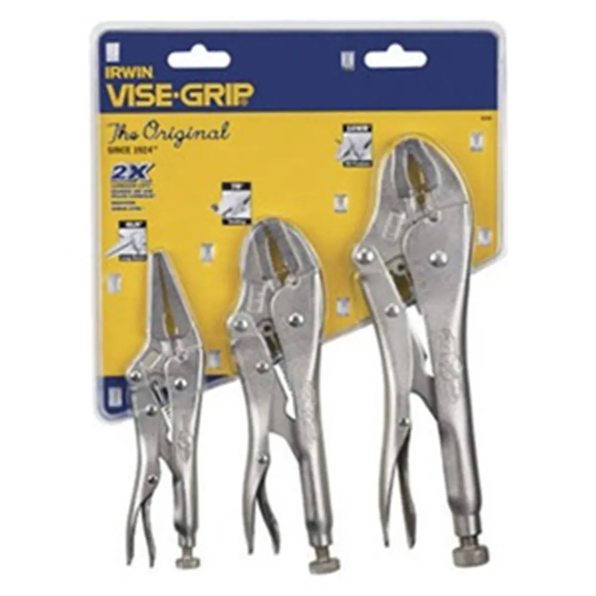 Vise-Grip Original Alloy Steel Heat-Treated Locking Pliers 3-Piece Set (Model VGP323S) - for Construction, Turning, Twisting, Clamp Tightening, Includes 10WR (2 Pcs), 7R (1 Pc) with Grip from Any Angle, Maximum Locking Force