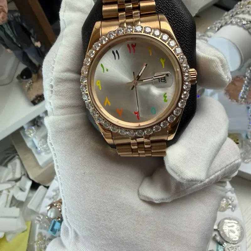 VVS1 Rose Gold Tone Moissanite Large Face Watch