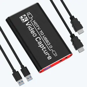 USB 3.0 Video Capture Card, Audio Video Capture Card with Microphone, 4K HDTV Loop-Out & 1080P 60FPS/2K 30FPS Video Game Capture for Streaming, Compatible with PS5/Switch/Camera/PC/OBS