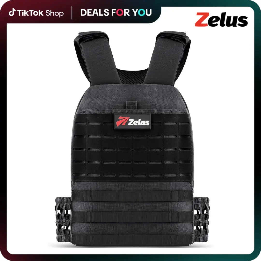 【BackToSchool】ZELUS Tactical Weighted Vest for Men Women(Vest Only, Plates Not Included), Adjustable Training Vest with MOLLE Panels & Chest Pocket, Tactical Fitness Gear for Outdoor & Gym Workouts |#tiktokshopbacktoschool