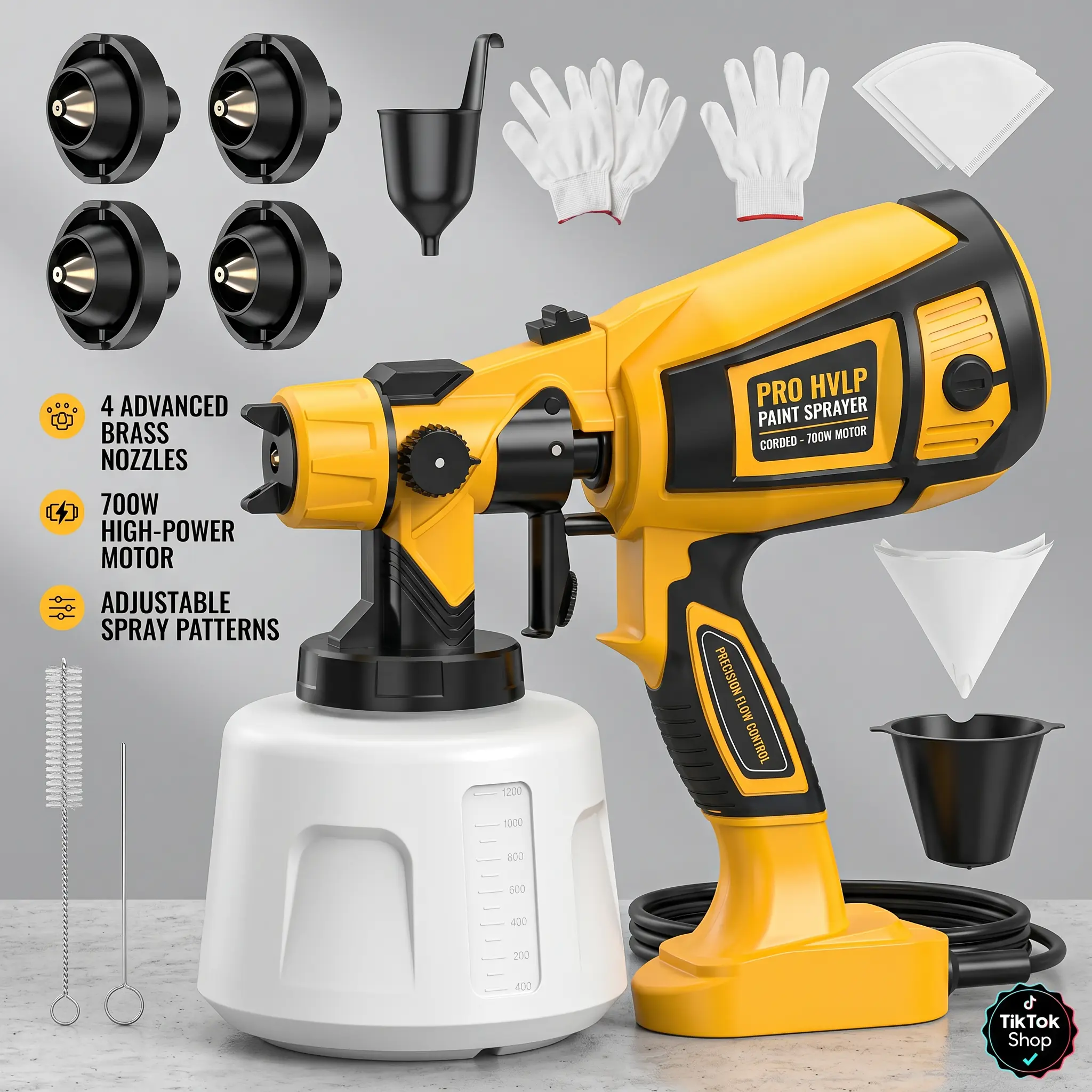 Multi-Function Lightweight HVLP Handheld Paint Sprayer - Rechargeable Electric Paint Gun for Home Improvement, Furniture, Wall Decoration, Decks with Adjustable Spray Settings