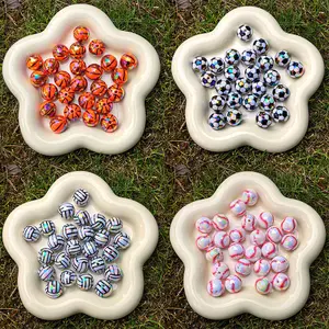 20pcs Sporty Beads for DIY Jewelry Making, Baseball Football Basketball Volleyball Beads, Perfect for Phone Chain & Holiday Decorations