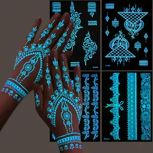 6 Henna Tattoo Sets Lace Fake Temporary Tattoo Stickers Waterproof Henna Tattoos for Women Weddings Cosplay Parties Festivals Face Art Tattoo Decoration Hollow Hand Henna Designs Henna Tattoo Kit
