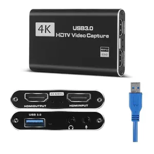 Capture Card, Audio Video Capture Card with Microphone 4K HDMI Loop-Out, Video Recorder for Gaming/Live Streaming/Video Switch/PS4/OBS/Camera/PC Accessories Conference