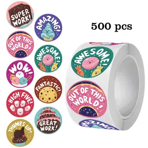 500pcs Sweet Dessert Reward Stickers, 1 Inch Design Variety Pack, Ideal for Teachers & Parents, Classroom School Work Learning Training Use, Decal Sticker, Self Adhesive Stickers