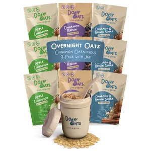Dozy Oats Cinnamon Oat-alicious Overnight Oats Variety Packs - Gluten-Free, Vegan, Good Source of Protein and Fiber