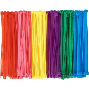 600pcs (100 per color) Small Colored Zip Ties 8 Inch Multi-Color Zip Wire Tie for Deco Mesh Wreath Supplies, Colorful Plastic Ties Yellow, Blue, Red, Green, Pink, Purple Zip Ties