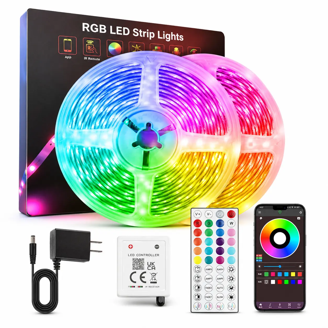 100FT 50FT Smart LED Light Strip RGB Color Changing Music Sync Strip Lights with App & Remote Control for Bedroom Indoor Lighting Decoration Modern