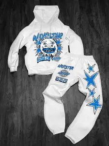 Men's Y2K Harajuku Hoodie Set, Fitted Long Sleeve, Sweet Vintage Fashion Style, Polyester Material, Perfect for Casual Wear, Daily Use or Gift Idea, Fall outfit, Menswear