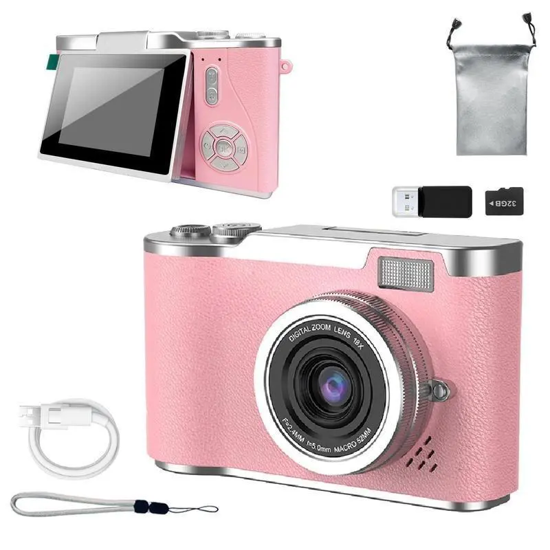 4K Foldable Screen Student Camera, 1 Count Retro CCDCard Machine, Entry-level Digital Camera, 108OP High Built-in Games & Filter Functions Camera