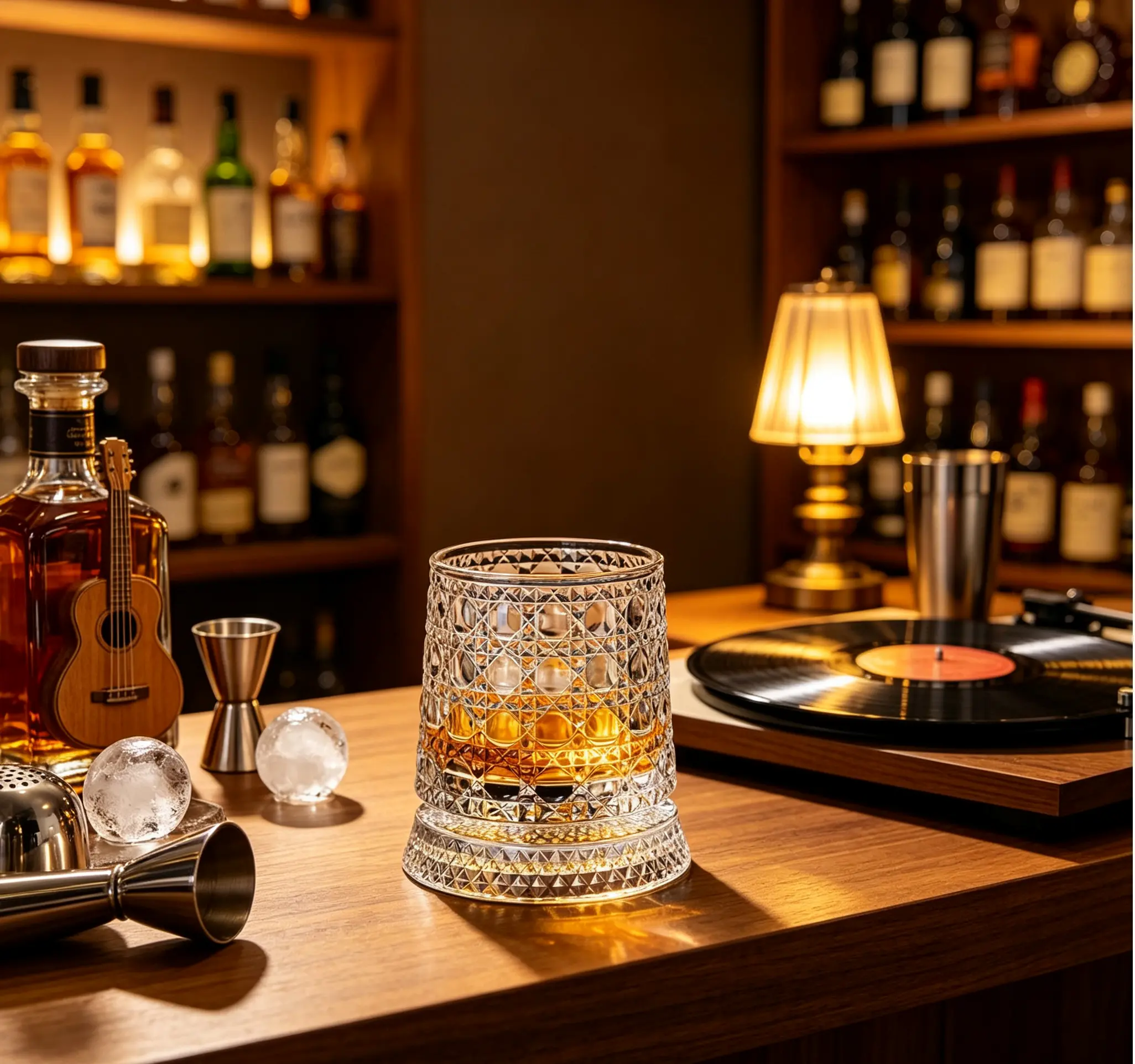360° Spinning Star-Cut Crystal Whiskey Glass With Stainless Steel Bearing, Smooth Long-Lasting Rotation Stress Relief Tumbler, Elegant European Barware, Perfect Gift For Building Your Dream DIY Home Bar