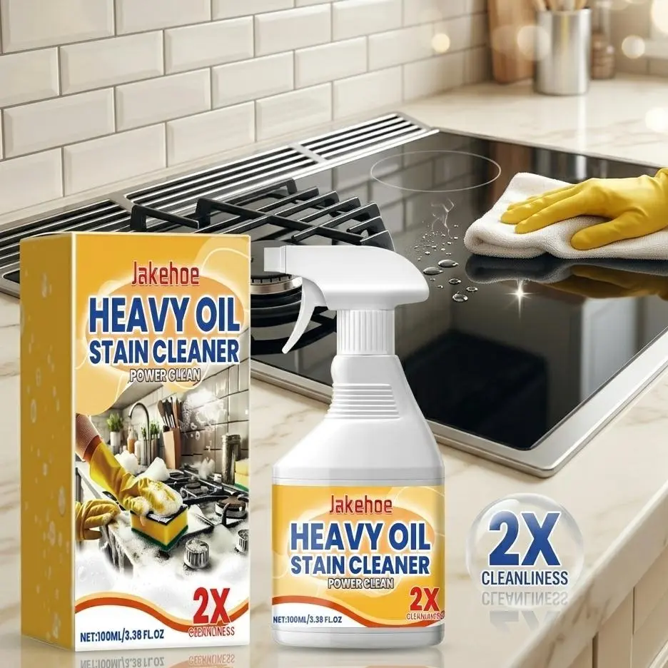 Heavy Oil Stain Cleaner Spray - Chemical-Based Household Indoor Cleaner, 5–10 Min Oil Lift, Fast Dissolve, Odor Eliminator for Kitchen Range Hoods, Cooktops, Stain Treater, Indoors